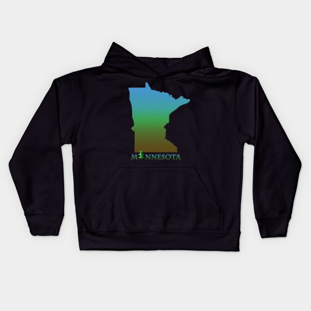 Minnesota State Outline Kids Hoodie by gorff